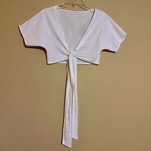 Like New, White Blouse with Front Tie by Sage (S)